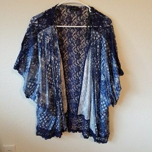 Blue lace kimono